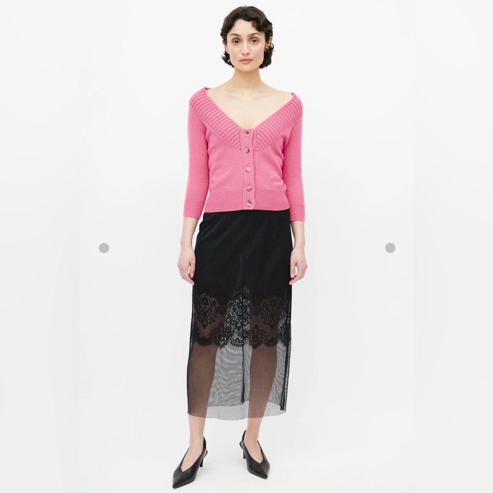 Alexander McQueen Cashmere Off-the-Shoulder Pink Cardigan M